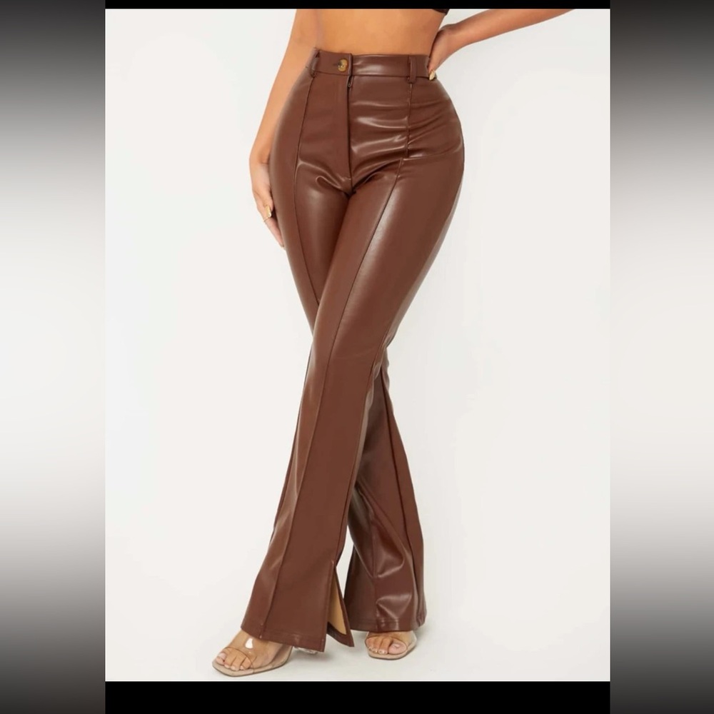 Brown leather pants